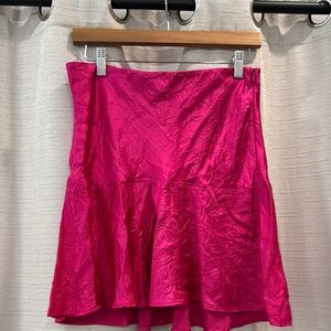 NWT Zara Pink Satin Crinkled Mini Skirt Size M